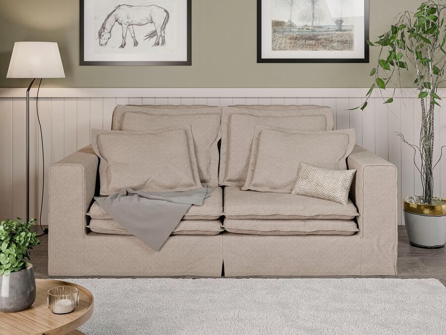 Home affaire 3-zitsbank ALISSAS BIS met veel kussens biesjes aan de kussens Hoes-look kleine zakken aan de zijkant voor opberging - Foto 6