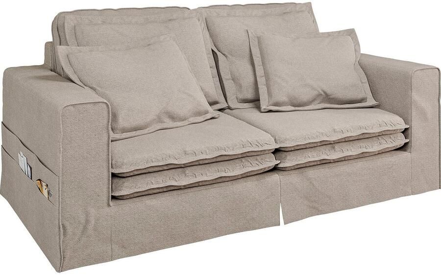 Home affaire 3-zitsbank ALISSAS BIS met veel kussens biesjes aan de kussens Hoes-look kleine zakken aan de zijkant voor opberging - Foto 3