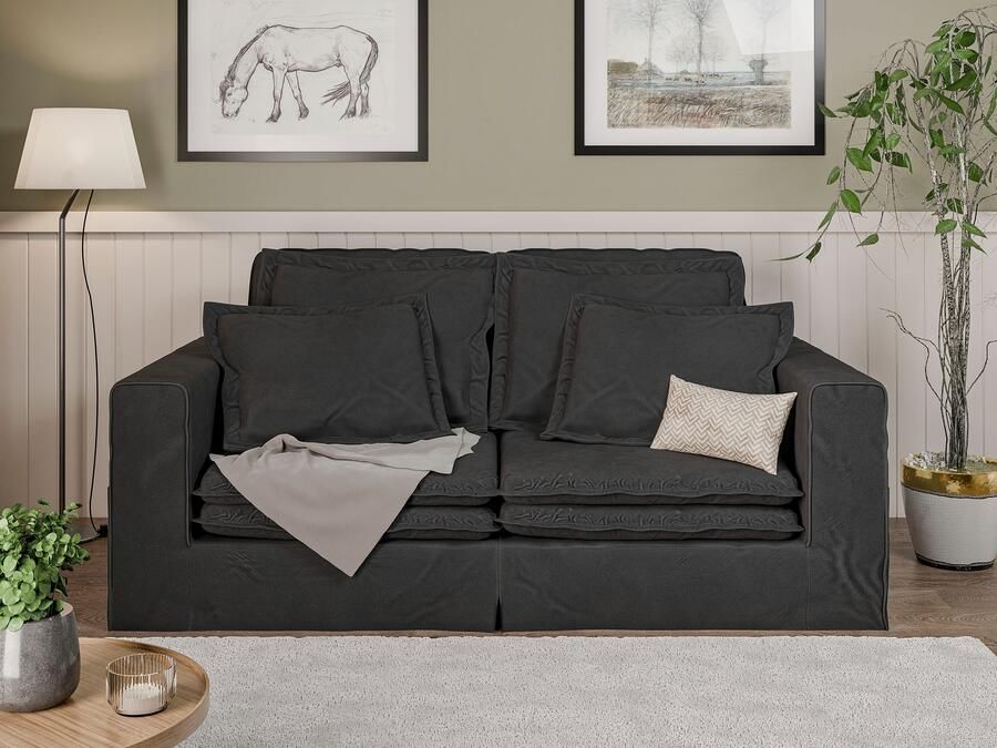 Home affaire 3-zitsbank ALISSAS BIS met veel kussens biesjes aan de kussens Hoes-look kleine zakken aan de zijkant voor opberging - Foto 6