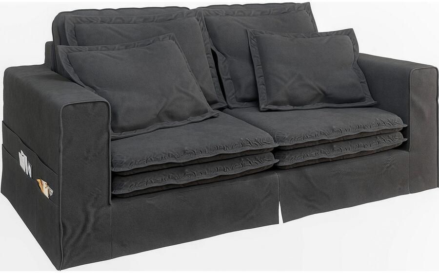 Home affaire 3-zitsbank ALISSAS BIS met veel kussens biesjes aan de kussens Hoes-look kleine zakken aan de zijkant voor opberging - Foto 3