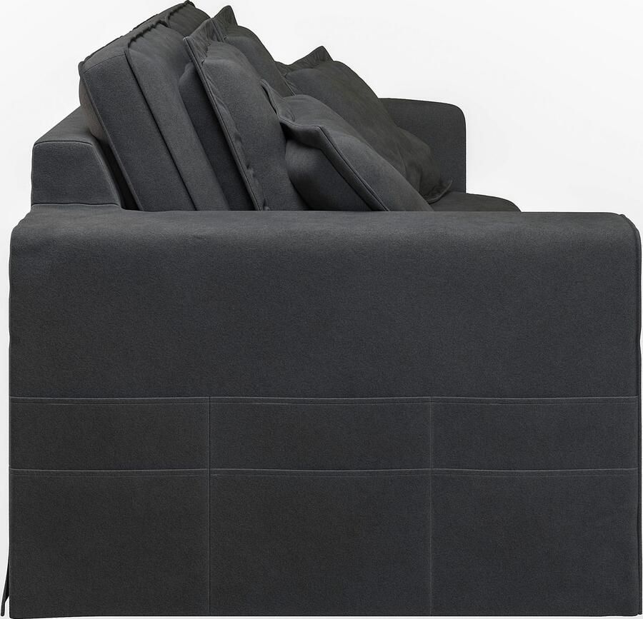 Home affaire 3-zitsbank ALISSAS BIS met veel kussens biesjes aan de kussens Hoes-look kleine zakken aan de zijkant voor opberging