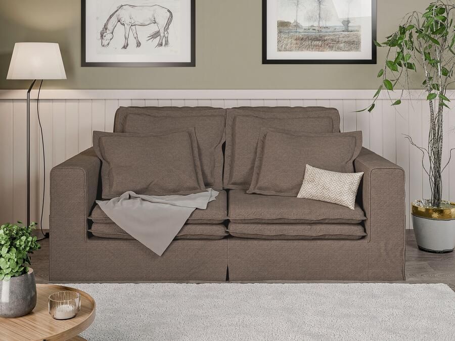 Home affaire 3-zitsbank ALISSAS BIS met veel kussens biesjes aan de kussens Hoes-look kleine zakken aan de zijkant voor opberging - Foto 6