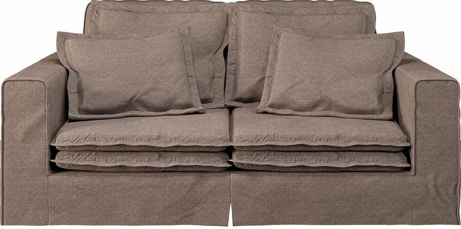 Home affaire 3-zitsbank ALISSAS BIS met veel kussens biesjes aan de kussens Hoes-look kleine zakken aan de zijkant voor opberging - Foto 5