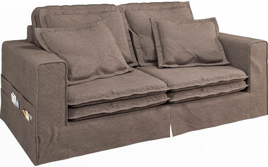 Home affaire 3-zitsbank ALISSAS BIS met veel kussens biesjes aan de kussens Hoes-look kleine zakken aan de zijkant voor opberging - Foto 3