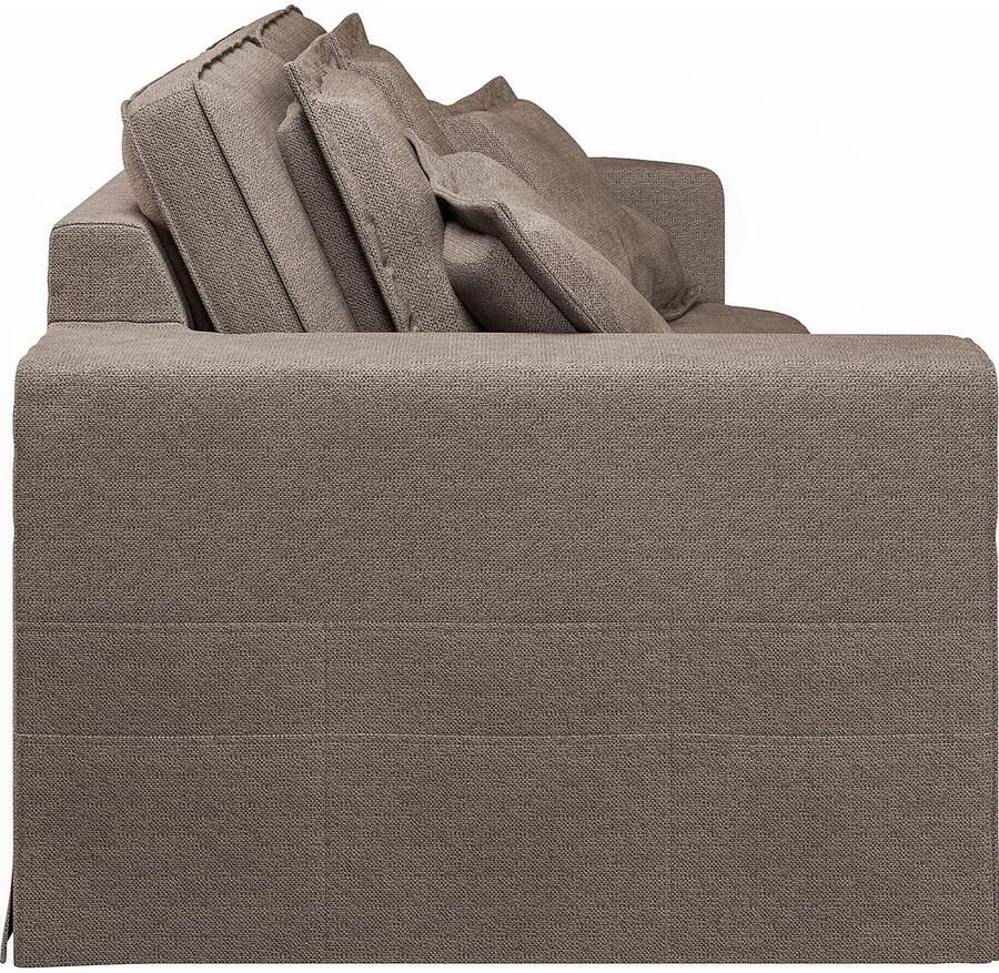 Home affaire 3-zitsbank ALISSAS BIS met veel kussens biesjes aan de kussens Hoes-look kleine zakken aan de zijkant voor opberging