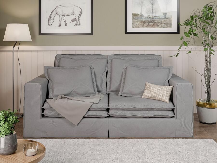 Home affaire 3-zitsbank ALISSAS BIS met veel kussens biesjes aan de kussens Hoes-look kleine zakken aan de zijkant voor opberging - Foto 6