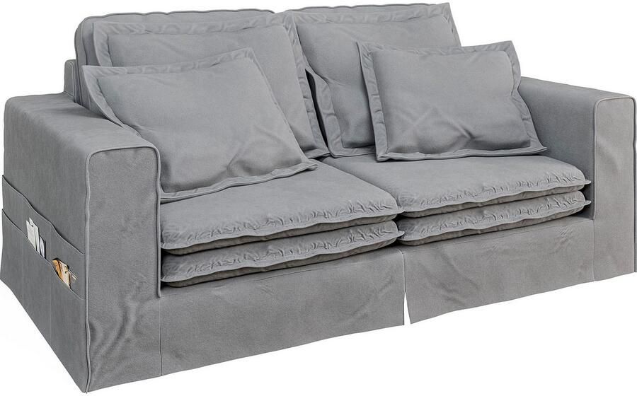 Home affaire 3-zitsbank ALISSAS BIS met veel kussens biesjes aan de kussens Hoes-look kleine zakken aan de zijkant voor opberging - Foto 3