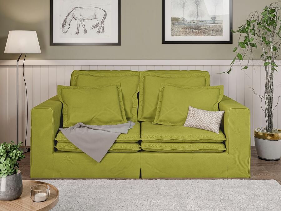 Home affaire 3-zitsbank ALISSAS BIS met veel kussens biesjes aan de kussens Hoes-look kleine zakken aan de zijkant voor opberging - Foto 6