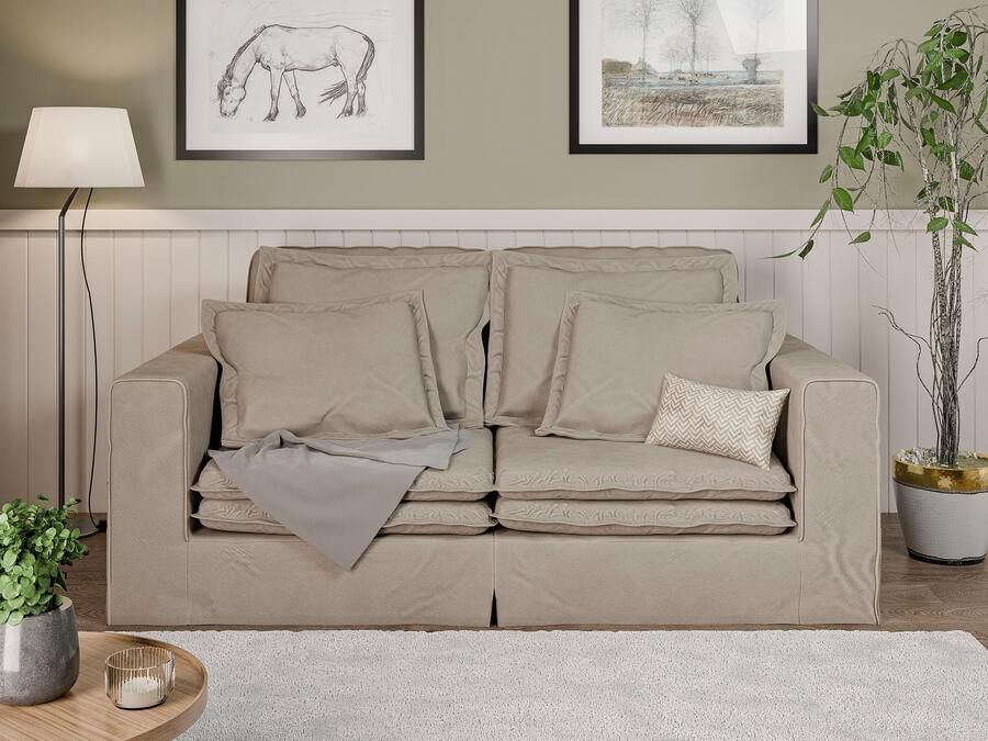 Home affaire 3-zitsbank ALISSAS BIS met veel kussens biesjes aan de kussens Hoes-look kleine zakken aan de zijkant voor opberging - Foto 6