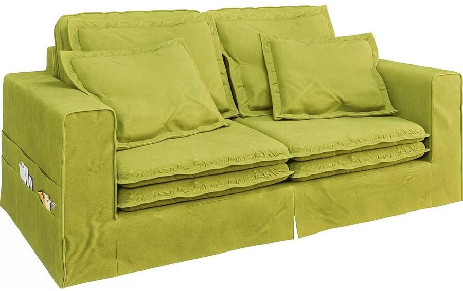 Home affaire 3-zitsbank ALISSAS BIS met veel kussens biesjes aan de kussens Hoes-look kleine zakken aan de zijkant voor opberging - Foto 3