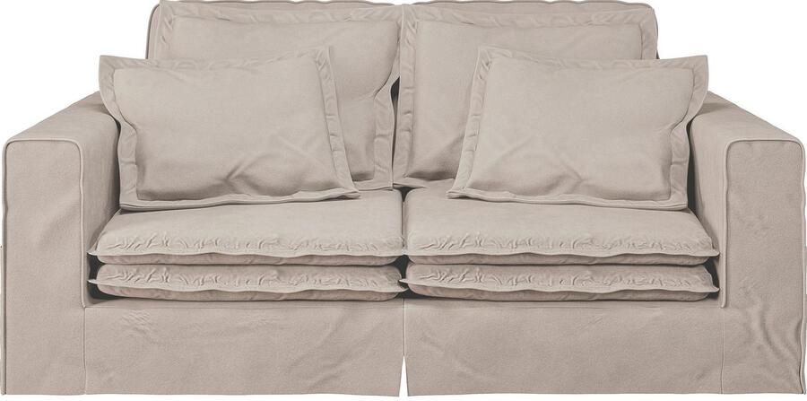 Home affaire 3-zitsbank ALISSAS BIS met veel kussens biesjes aan de kussens Hoes-look kleine zakken aan de zijkant voor opberging - Foto 5