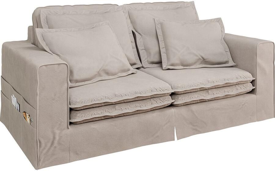 Home affaire 3-zitsbank ALISSAS BIS met veel kussens biesjes aan de kussens Hoes-look kleine zakken aan de zijkant voor opberging - Foto 3