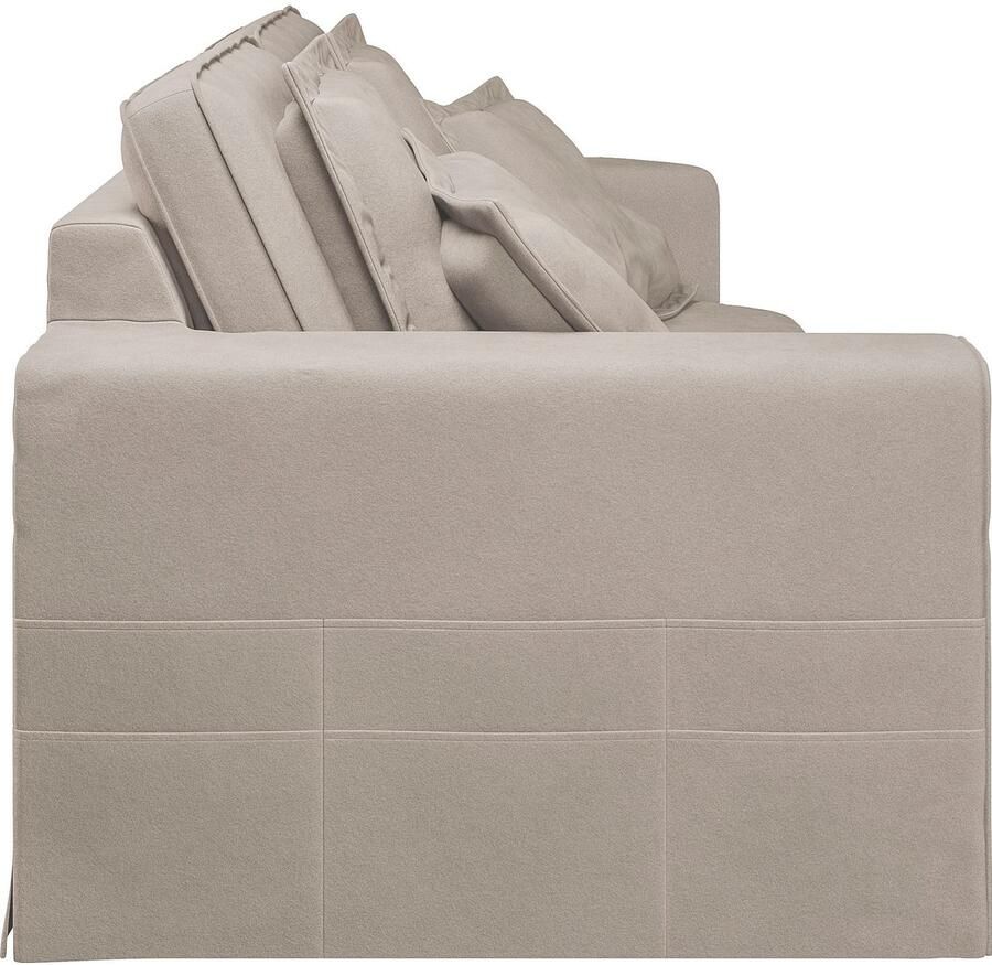 Home affaire 3-zitsbank ALISSAS BIS met veel kussens biesjes aan de kussens Hoes-look kleine zakken aan de zijkant voor opberging