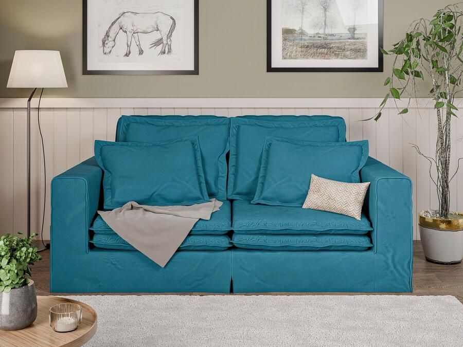 Home affaire 3-zitsbank ALISSAS BIS met veel kussens biesjes aan de kussens Hoes-look kleine zakken aan de zijkant voor opberging - Foto 6