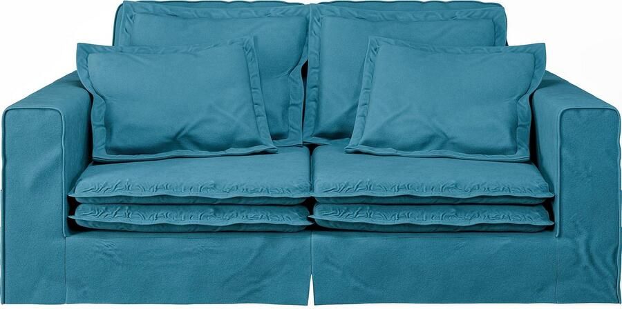 Home affaire 3-zitsbank ALISSAS BIS met veel kussens biesjes aan de kussens Hoes-look kleine zakken aan de zijkant voor opberging - Foto 5