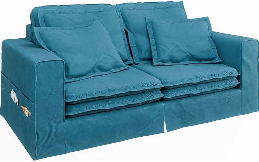 Home affaire 3-zitsbank ALISSAS BIS met veel kussens biesjes aan de kussens Hoes-look kleine zakken aan de zijkant voor opberging - Foto 3