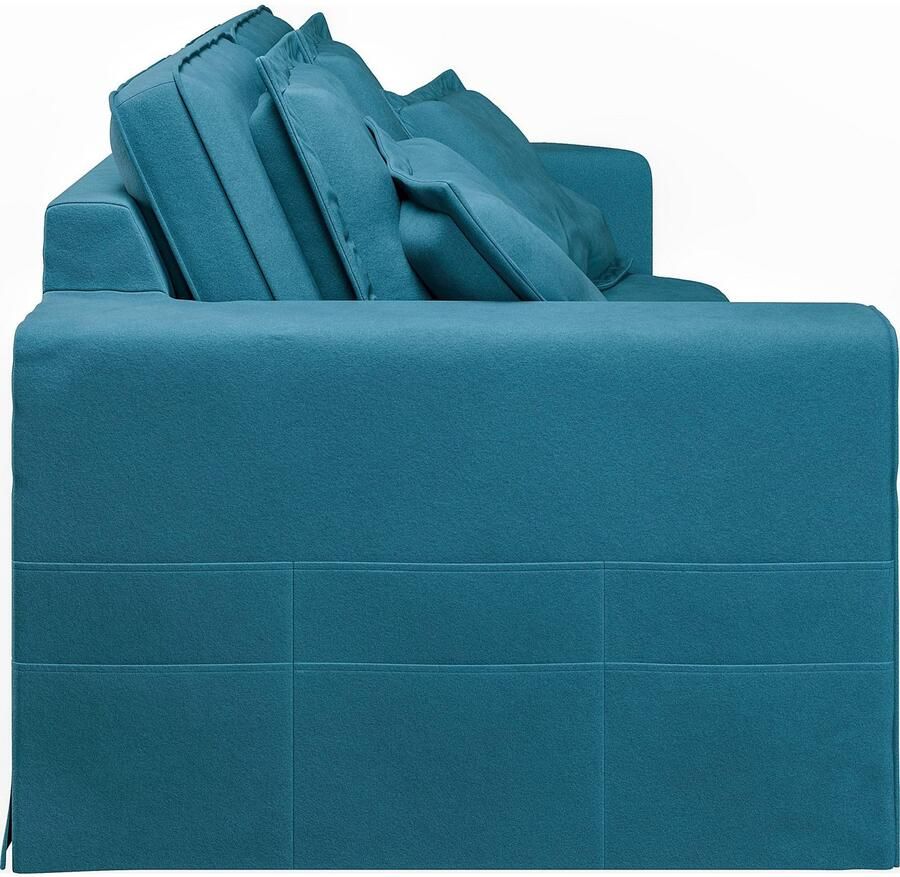 Home affaire 3-zitsbank ALISSAS BIS met veel kussens biesjes aan de kussens Hoes-look kleine zakken aan de zijkant voor opberging