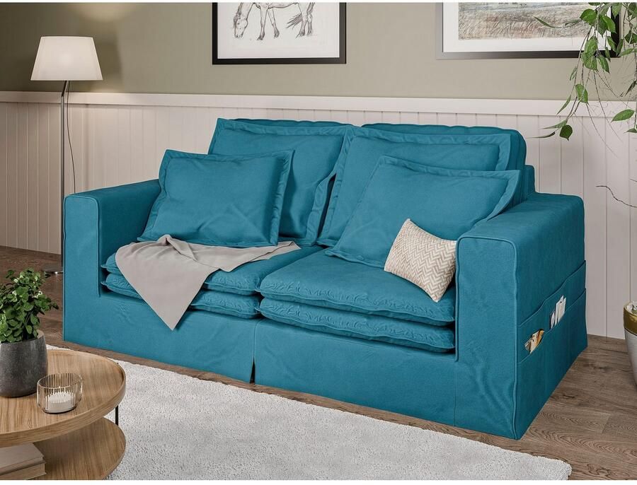 Home affaire 3-zitsbank ALISSAS BIS met veel kussens biesjes aan de kussens Hoes-look kleine zakken aan de zijkant voor opberging - Foto 2