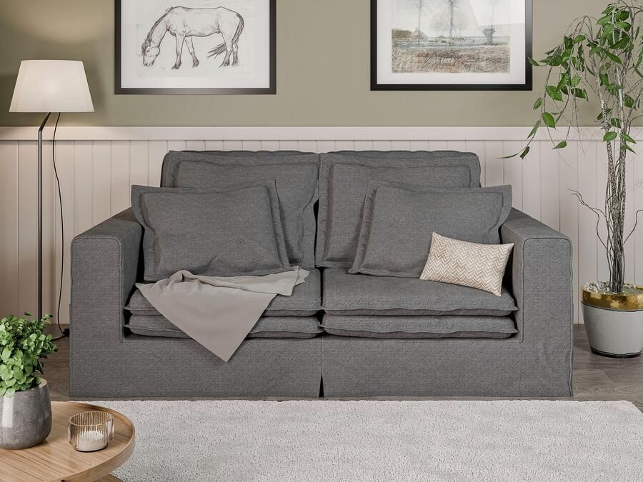 Home affaire 3-zitsbank ALISSAS BIS met veel kussens biesjes aan de kussens Hoes-look kleine zakken aan de zijkant voor opberging - Foto 6