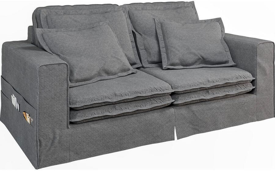 Home affaire 3-zitsbank ALISSAS BIS met veel kussens biesjes aan de kussens Hoes-look kleine zakken aan de zijkant voor opberging - Foto 3