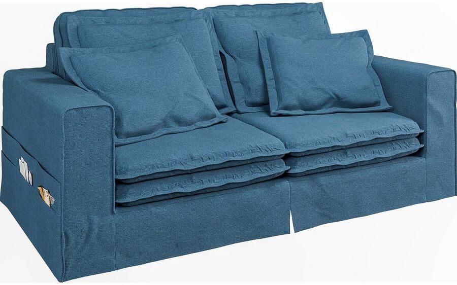 Home affaire 3-zitsbank ALISSAS BIS met veel kussens biesjes aan de kussens Hoes-look kleine zakken aan de zijkant voor opberging - Foto 3