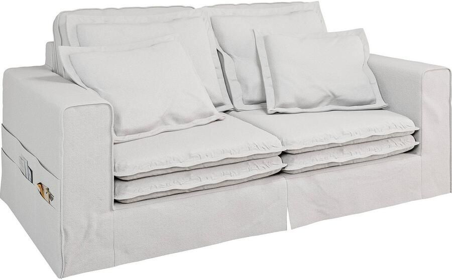 Home affaire 3-zitsbank ALISSAS BIS met veel kussens biesjes aan de kussens Hoes-look kleine zakken aan de zijkant voor opberging - Foto 3