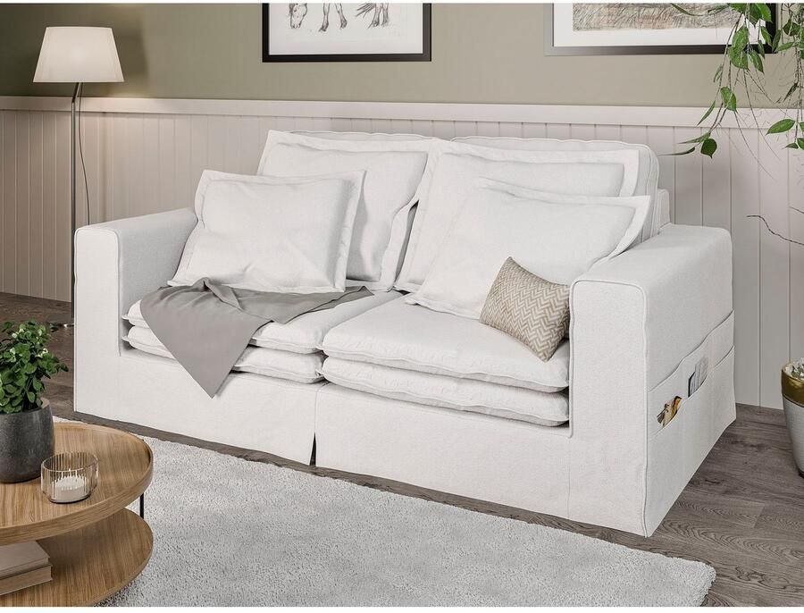 Home affaire 3-zitsbank ALISSAS BIS met veel kussens biesjes aan de kussens Hoes-look kleine zakken aan de zijkant voor opberging - Foto 2