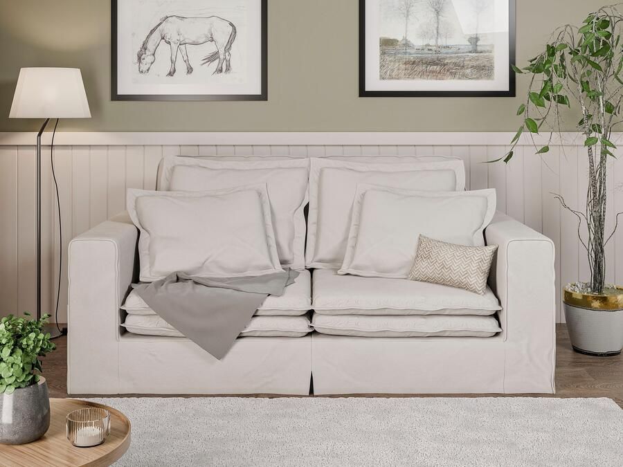 Home affaire 3-zitsbank ALISSAS BIS met veel kussens biesjes aan de kussens Hoes-look kleine zakken aan de zijkant voor opberging - Foto 6