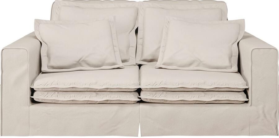 Home affaire 3-zitsbank ALISSAS BIS met veel kussens biesjes aan de kussens Hoes-look kleine zakken aan de zijkant voor opberging - Foto 5