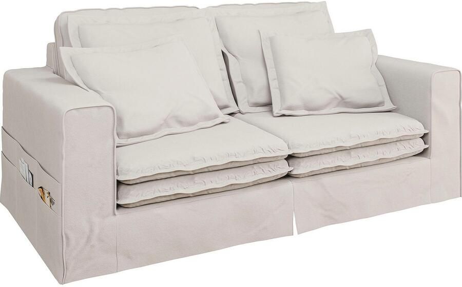 Home affaire 3-zitsbank ALISSAS BIS met veel kussens biesjes aan de kussens Hoes-look kleine zakken aan de zijkant voor opberging - Foto 3