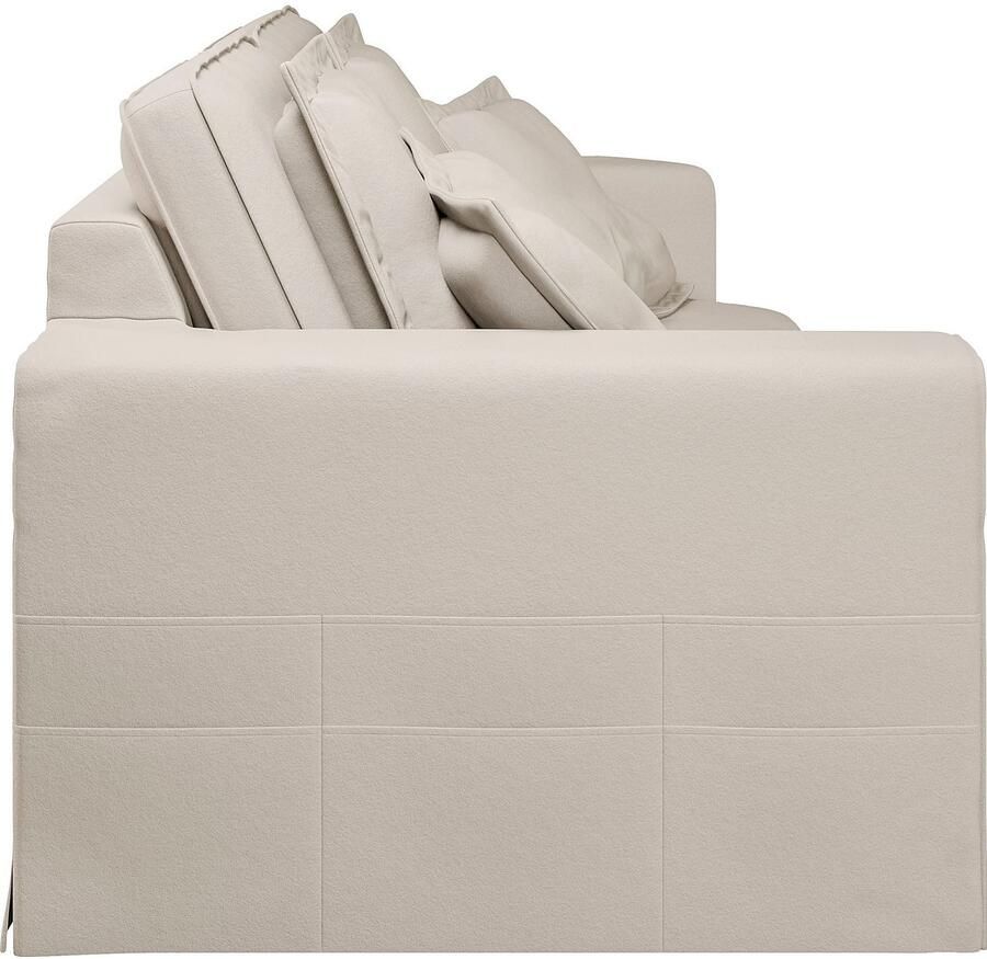 Home affaire 3-zitsbank ALISSAS BIS met veel kussens biesjes aan de kussens Hoes-look kleine zakken aan de zijkant voor opberging