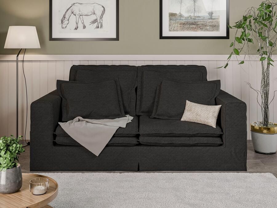 Home affaire 3-zitsbank ALISSAS BIS met veel kussens biesjes aan de kussens Hoes-look kleine zakken aan de zijkant voor opberging - Foto 6