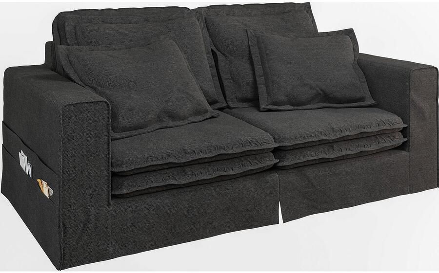 Home affaire 3-zitsbank ALISSAS BIS met veel kussens biesjes aan de kussens Hoes-look kleine zakken aan de zijkant voor opberging - Foto 3