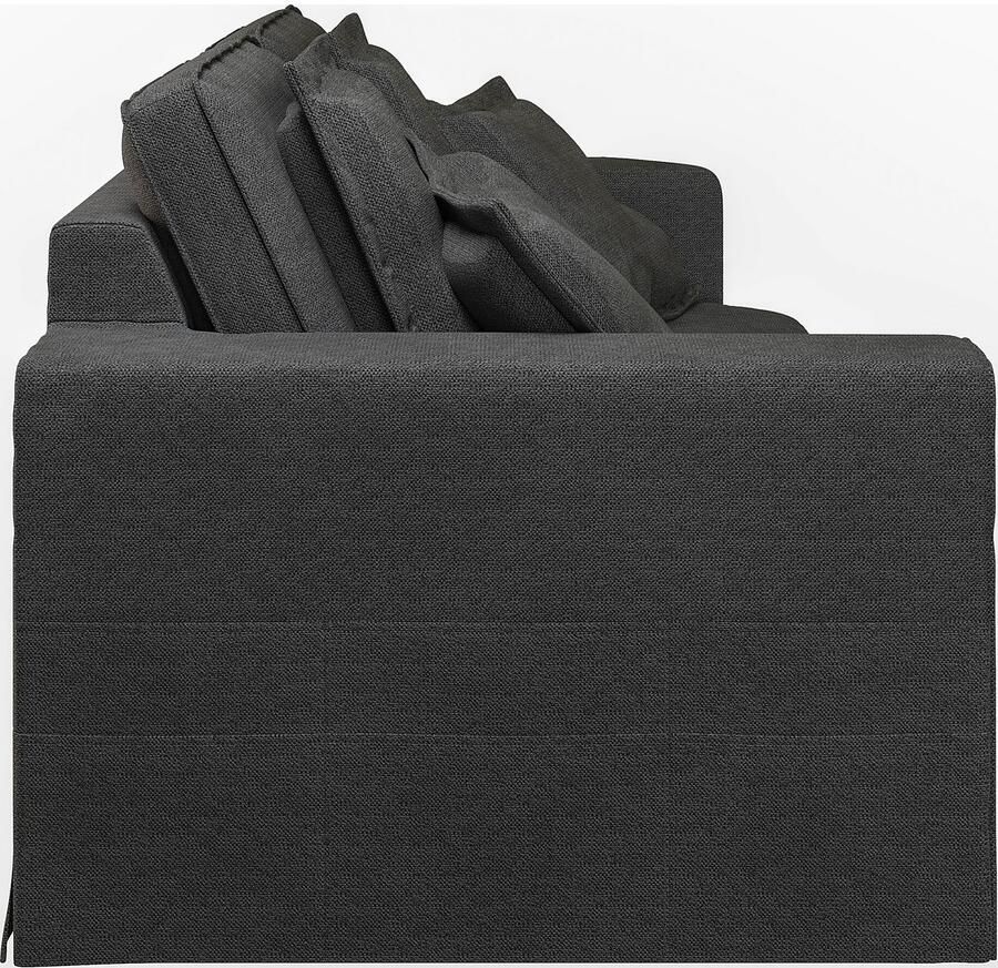 Home affaire 3-zitsbank ALISSAS BIS met veel kussens biesjes aan de kussens Hoes-look kleine zakken aan de zijkant voor opberging