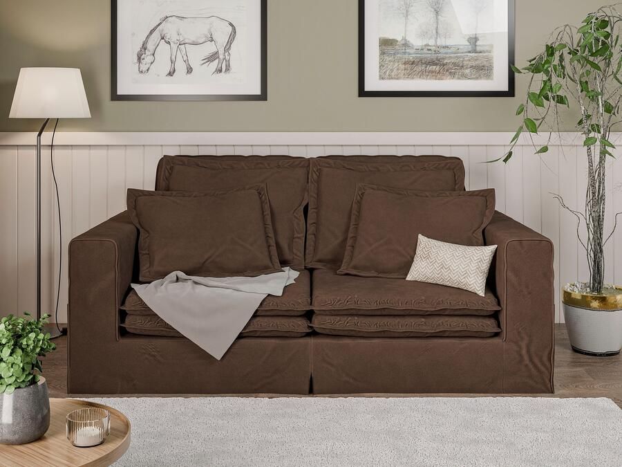 Home affaire 3-zitsbank ALISSAS BIS met veel kussens biesjes aan de kussens Hoes-look kleine zakken aan de zijkant voor opberging - Foto 6