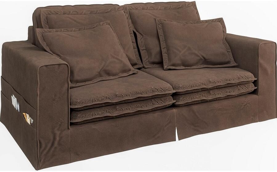 Home affaire 3-zitsbank ALISSAS BIS met veel kussens biesjes aan de kussens Hoes-look kleine zakken aan de zijkant voor opberging - Foto 3