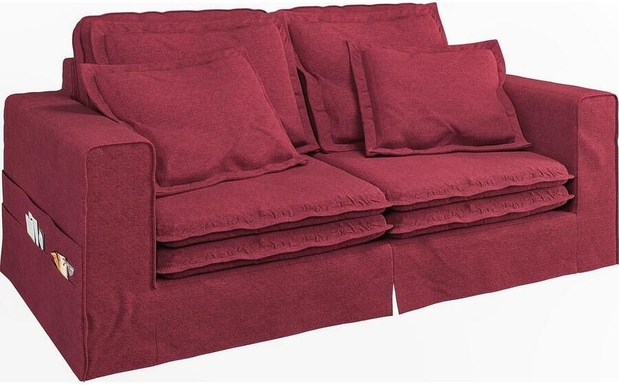 Home affaire 3-zitsbank ALISSAS BIS met veel kussens biesjes aan de kussens Hoes-look kleine zakken aan de zijkant voor opberging - Foto 3