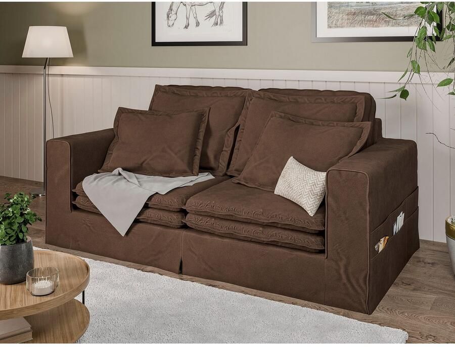 Home affaire 3-zitsbank ALISSAS BIS met veel kussens biesjes aan de kussens Hoes-look kleine zakken aan de zijkant voor opberging - Foto 2