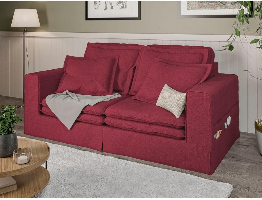 Home affaire 3-zitsbank ALISSAS BIS met veel kussens biesjes aan de kussens Hoes-look kleine zakken aan de zijkant voor opberging - Foto 2