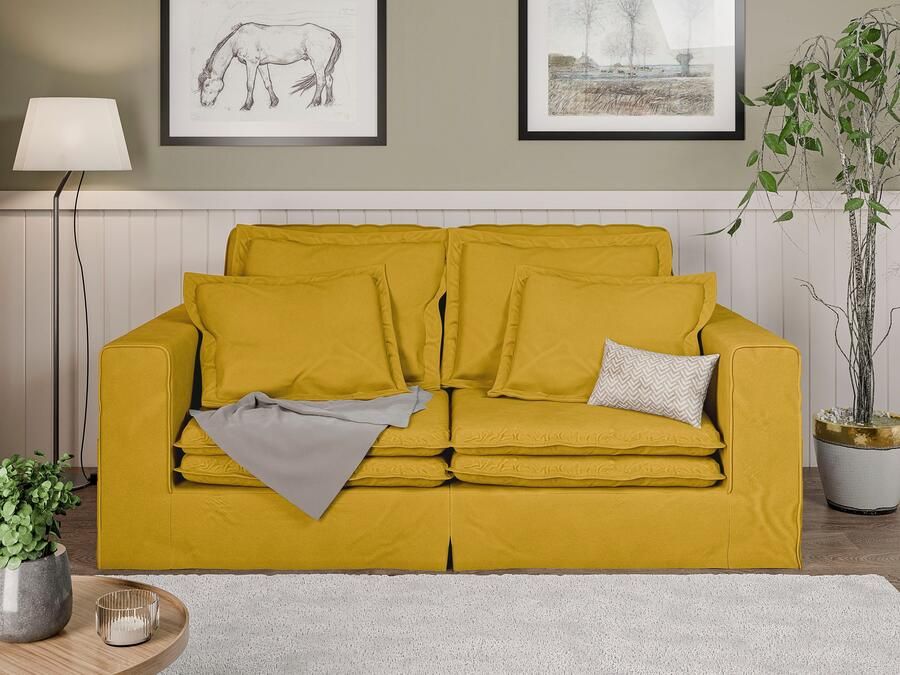 Home affaire 3-zitsbank ALISSAS BIS met veel kussens biesjes aan de kussens Hoes-look kleine zakken aan de zijkant voor opberging - Foto 6