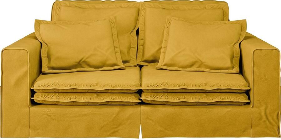 Home affaire 3-zitsbank ALISSAS BIS met veel kussens biesjes aan de kussens Hoes-look kleine zakken aan de zijkant voor opberging - Foto 5