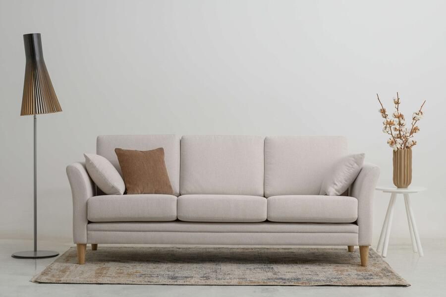 Home affaire 3-zitsbank Arellano breedte 217 cm klassiek ontwerp 2 sierkussens inbegrepen fijn geweven stof - Foto 12