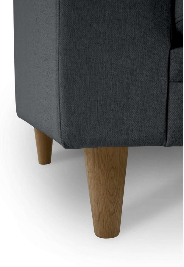 Home affaire Fauteuil Arellano breedte 93 cm klassiek ontwerp met massief houten voeten fijn geweven stof - Foto 6