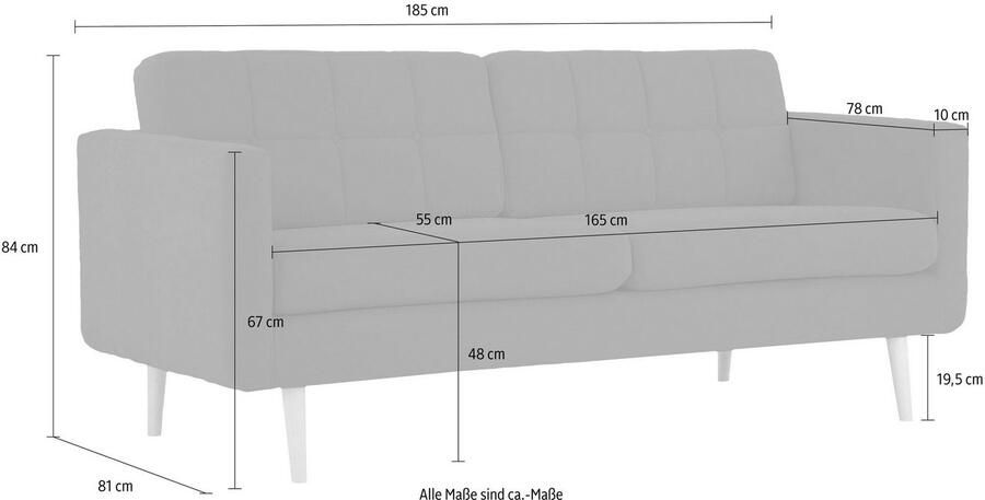 Home affaire 3-zitsbank Brest met capitonnage en stiksels achter strak design - Foto 2