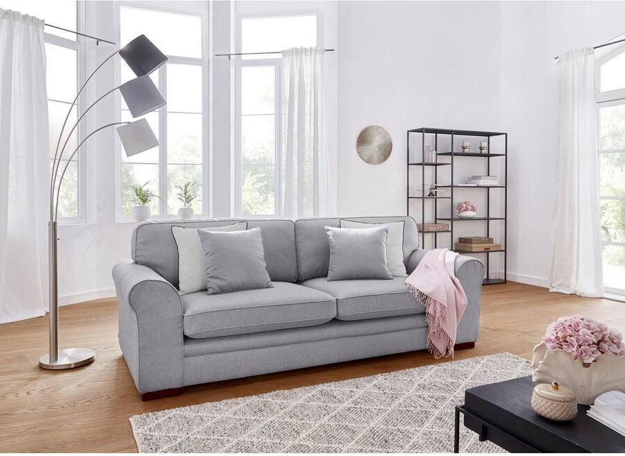 Home affaire 3-zitsbank Broughton zacht zitcomfort incl. 2 sierkussens opstaande naad - Foto 2