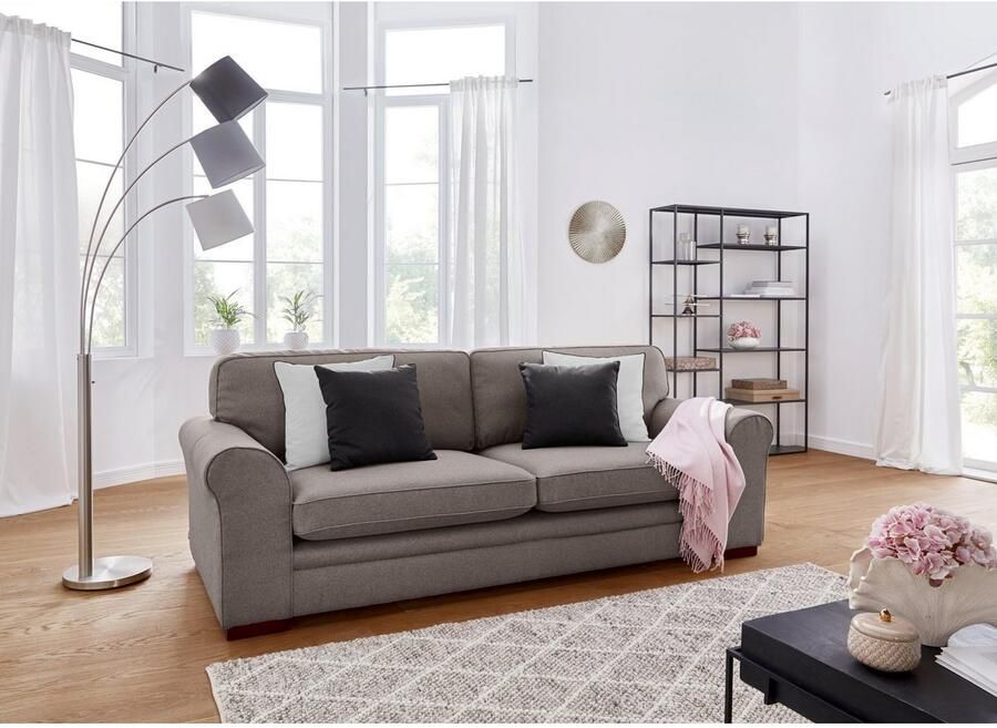 Home affaire 3-zitsbank Broughton zacht zitcomfort incl. 2 sierkussens opstaande naad - Foto 2