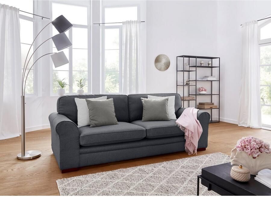 Home affaire 3-zitsbank Broughton zacht zitcomfort incl. 2 sierkussens opstaande naad - Foto 2