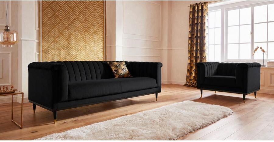 Home affaire 3-zitsbank Chamby met houten rand onder en stiksels bij de leuning - Foto 4