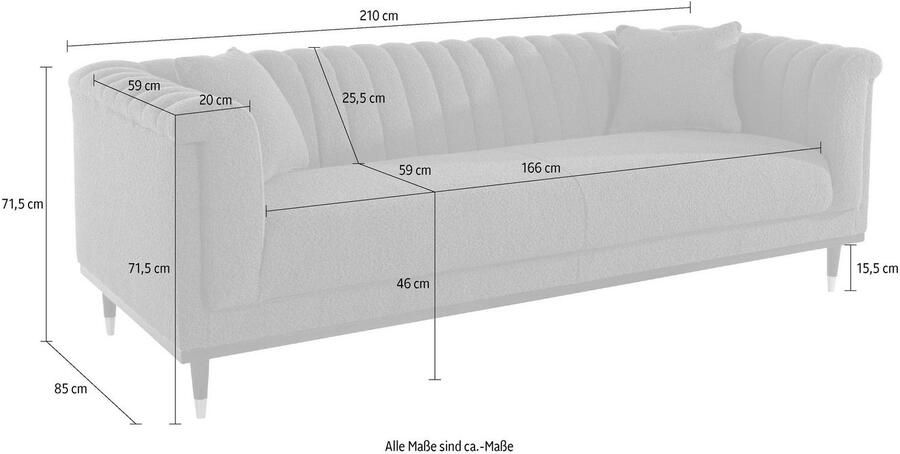 Home affaire 3-zitsbank Chamby New bouclé-structuurbekleding met stiksels bij de leuning - Foto 4