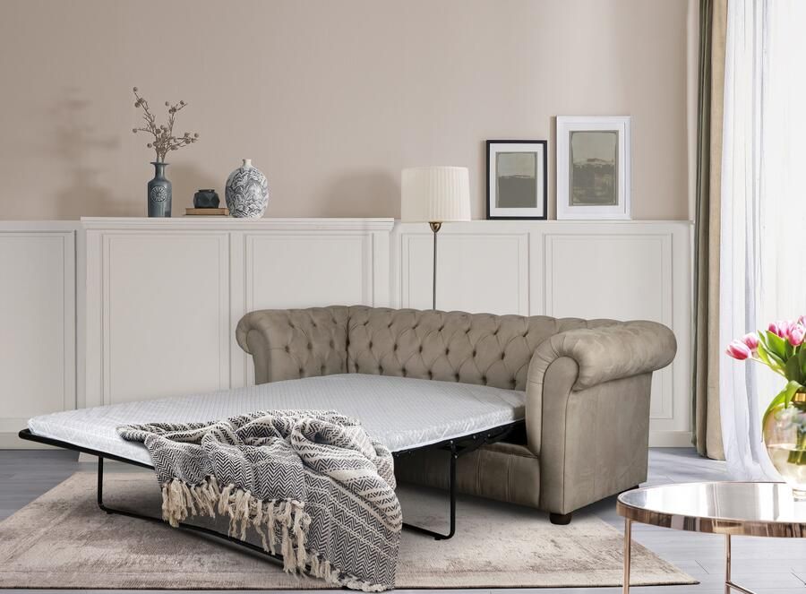 Home affaire 3-zitsbank CHARENTE optionele slaapbank Chesterfield-sofa bedfunctie met edele knoopbevestiging en typische armleuningen b d h 198 89 74 cm - Foto 2